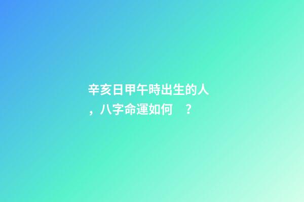 辛亥日甲午時出生的人，八字命運如何？